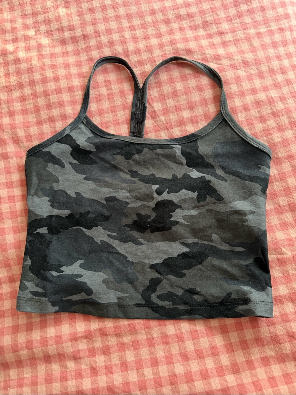 Beyond Yoga Spacedye Charcoal Gray Camo Racerback Crop Tank